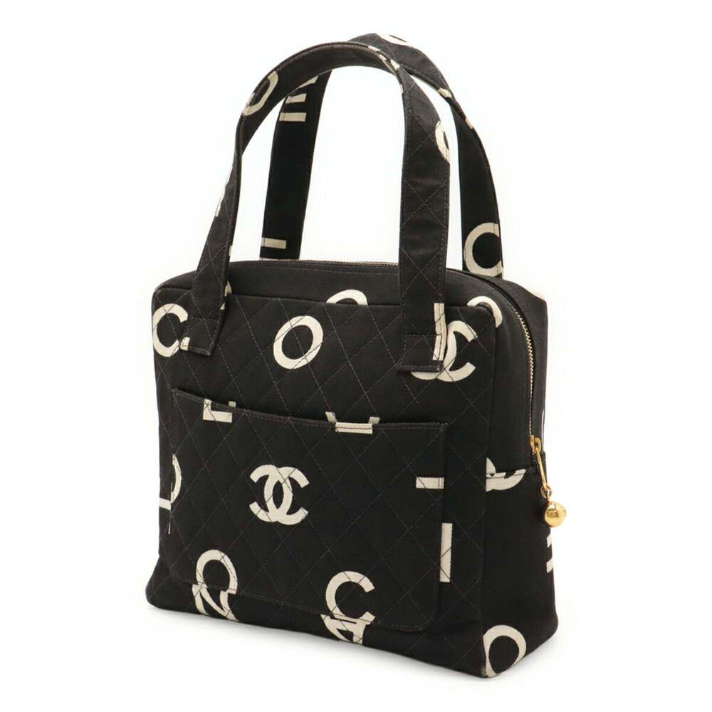 CHANEL Black Canvas Logo Tote Bag - Picture 3 of 9